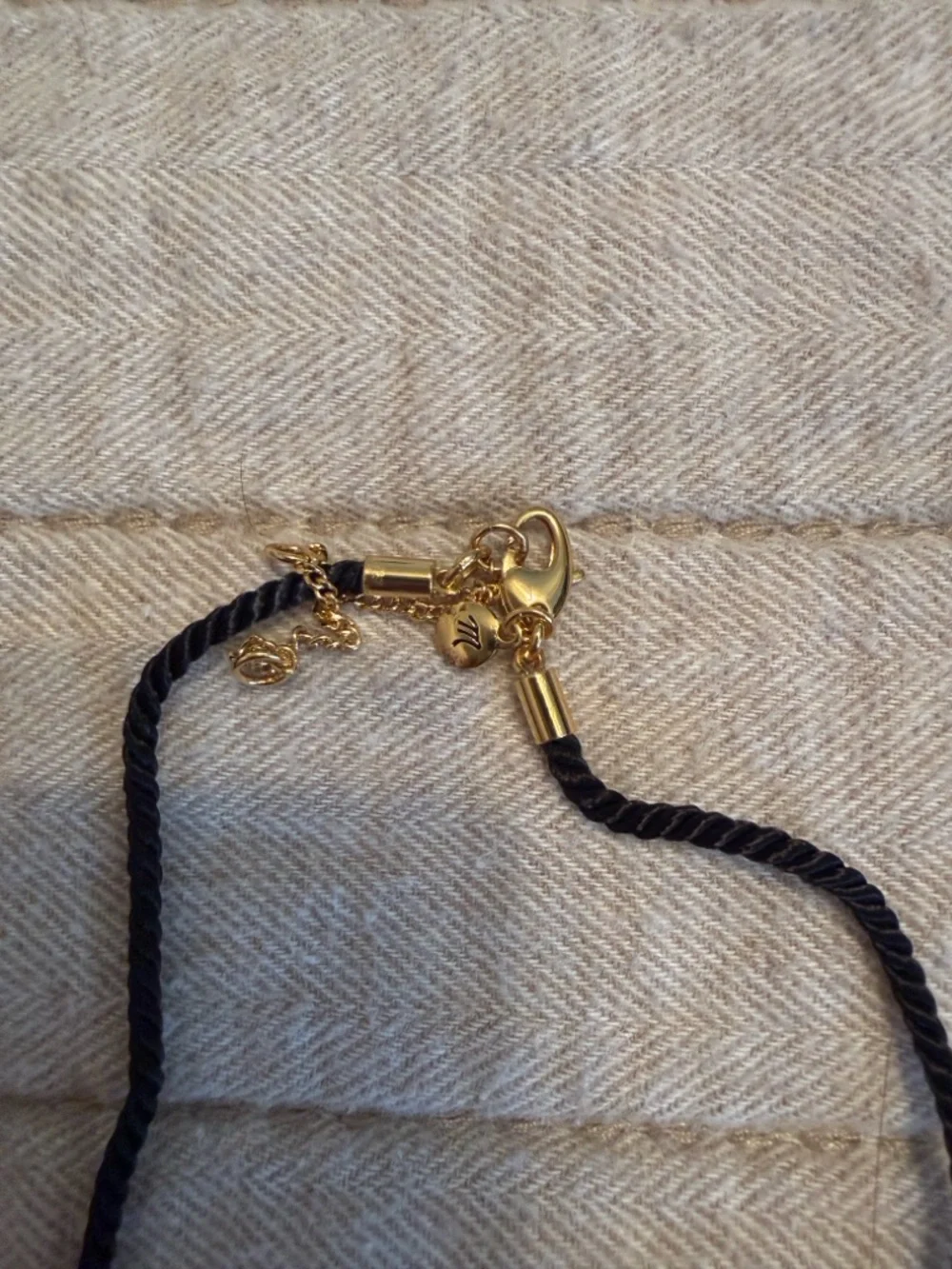 Madewell Gold Teardrop Pendant Necklace on Black Cord - Women's Jewelry - Picture 4 of 4